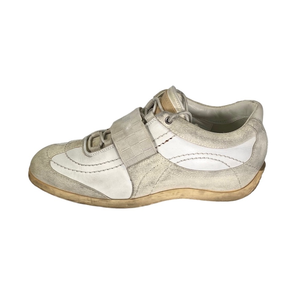 Womens Louis Vuitton White Leather And Damier Sneakers Size 36 / 6.5 TD1014
